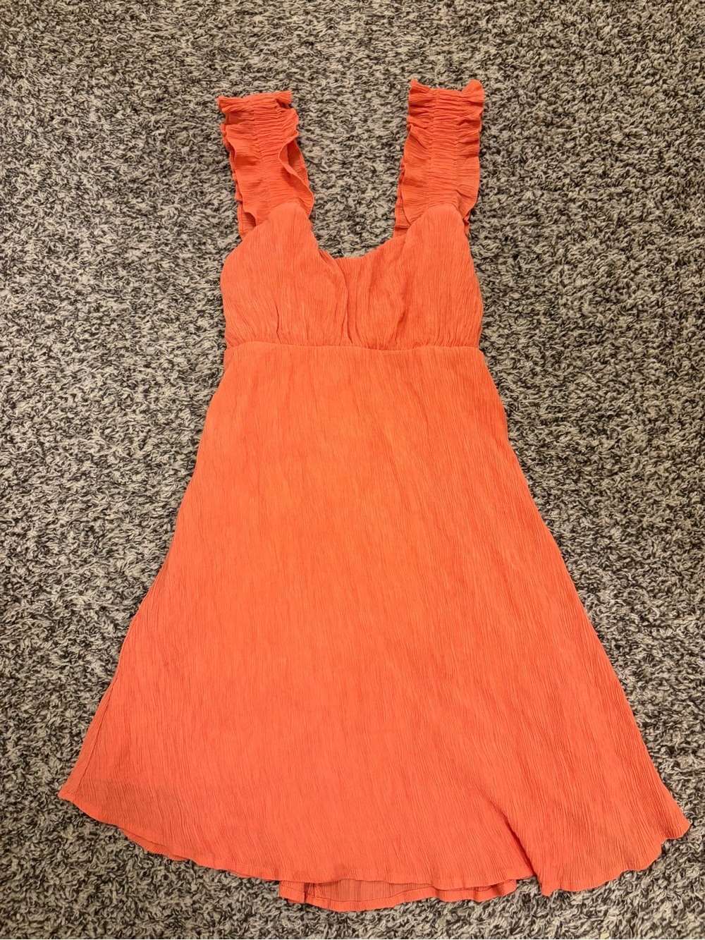 Altar'd State Orange Ruffled Strap Midi Dress